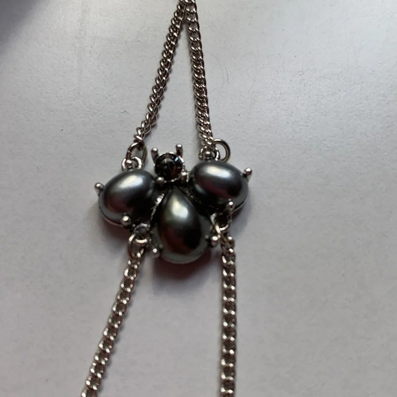 Monet pearl stone gam necklace 18 inches long silver look chain clasp - Picture 2 of 5
